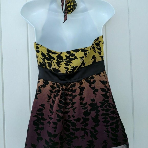Express Purple and Yellow Silk Chiffon Halter top - Picture 4 of 4
